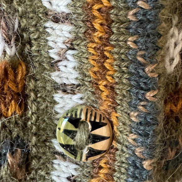 The Alpaca Connection Peru Handmade Stripped Button Front Cardigan Pockets - Picture 4 of 16